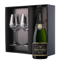 Buy & Send Martel Prestige Brut Champagne 75cl And Venezia Glasses Gift Box Set