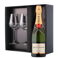 Buy & Send Moet And Chandon Brut Champagne 75cl And Venezia Glasses Gift Box Set