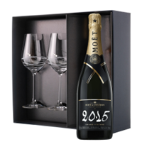 Buy & Send Moet And Chandon Brut Vintage 2013-15 Champagne 75cl And Venezia Glasses Gift Box Set