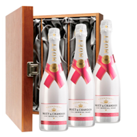 Buy & Send Moet & Chandon Ice Imperial Rose 75cl Three Bottle Luxury Gift Box