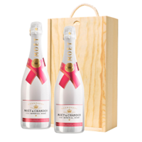 Buy & Send Moet & Chandon Ice Imperial Rose 75cl Twin Pine Wooden Gift Box (2x75cl)