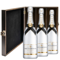 Buy & Send Moet and Chandon Ice White Imperial 75cl Three Bottle Luxury Elm Wood Gift Box