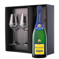 Buy & Send Monopole Heidsieck & Co Blue Top Brut Champagne 75cl And Venezia Glasses Gift Box Set