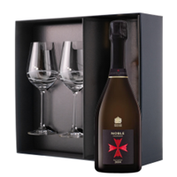 Buy & Send Noble Champagne Brut Vintage 2004 75cl And Venezia Glasses Gift Box Set