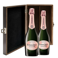 Buy & Send Perrier Jouet Blason Rose Champagne 75cl Twin Luxury Elm Wood Gift Box (2x75cl)