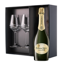 Buy & Send Perrier Jouet Grand Brut Champagne 75cl And Venezia Glasses Gift Box Set