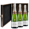 Buy & Send Pol Roger Brut Reserve Champagne 75cl Three Bottle Luxury Elm Wood Gift Box