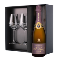 Buy & Send Pol Roger Rose 2018 Vintage Champagne 75cl And Venezia Glasses Gift Box Set