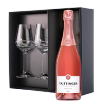 Buy & Send Taittinger Brut Prestige Rose NV Champagne 75cl And Venezia Glasses Gift Box Set