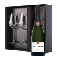 Buy & Send Taittinger Brut Reserve Champagne 75cl And Venezia Glasses Gift Box Set