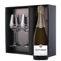 Buy & Send Taittinger Brut Vintage Champagne 2016 75cl And Venezia Glasses Gift Box Set