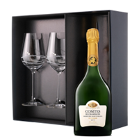 Buy & Send Taittinger Comtes de Grand Crus Champagne 2013 75cl And Venezia Glasses Gift Box Set