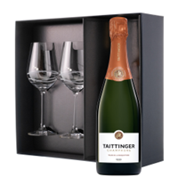 Buy & Send Taittinger Les Folies de la Marquetterie Champagne 75cl And Venezia Glasses Gift Box Set