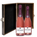 Buy & Send Taittinger Nocturne Rose Sec Champagne 75cl Twin Luxury Elm Wood Gift Box (2x75cl)