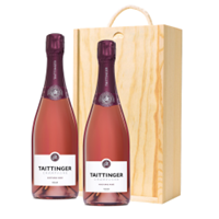 Buy & Send Taittinger Nocturne Rose Sec Champagne 75cl Twin Pine Wooden Gift Box (2x75cl)