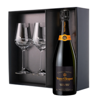 Buy & Send Veuve Clicquot Extra Brut Extra Old Champagne 75cl And Venezia Glasses Gift Box Set